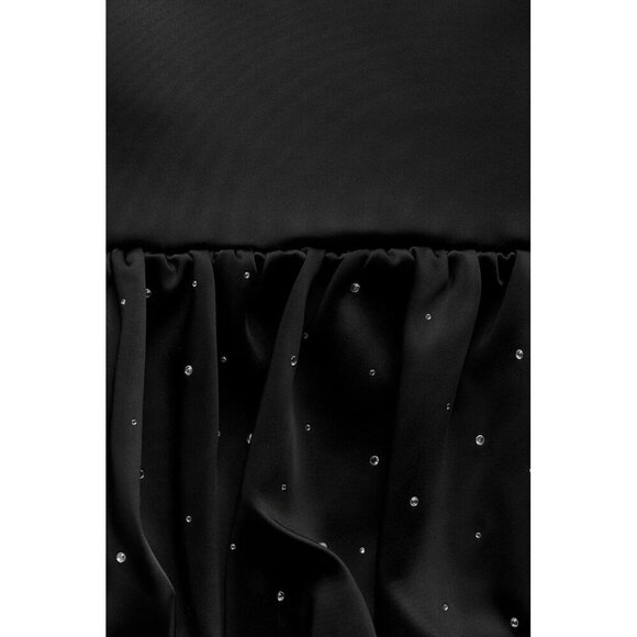 NWT Zara satin effect rhinestone applique balloon hem mini dress, XS - Picture 11 of 14